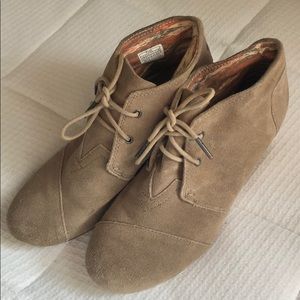 Suede lace up Toms wedges